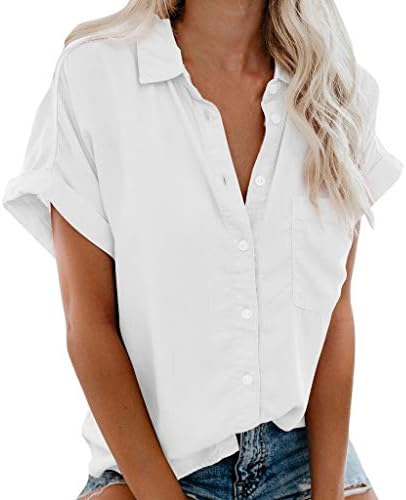 ÃƒÂ£Ã¢â€šÂ¬Ã¢â‚¬Å“COOlCCIÃƒÂ£Ã¢â€šÂ¬Ã¢â‚¬Å“Women's Summer Half Sleeve Dip Hem Plain Pocket T-Shirt Blouse Crop Top Loose Front Button Shirts