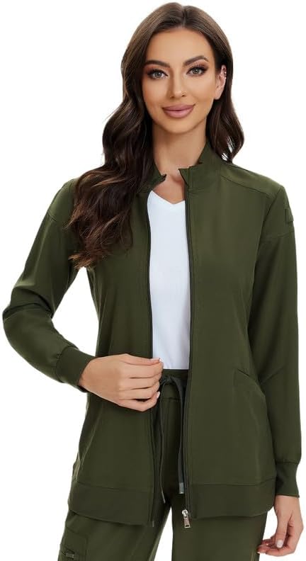 COZYFIT Scrub Jackets for Woman, Zip Front Nurse Jacket, 4-Way Stretch Fabric - Image 4