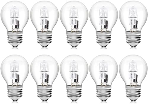 Klarlight 10 Pack G45 28W Dimmable Halogen Light Bulbs, 40W Equivalent E27 Halogen Bulb, Warm White 2800K, Screw in Light Bulbs, Dimmable G45 Standard Light Bulbs