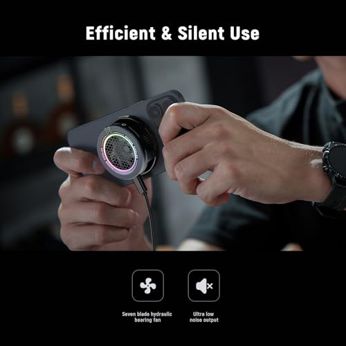 NEEWER BÁSICO Enfriador Magnético Teléfono, Ventilador USB Bajo Ruido con Control Inteligente Temperatura Luz RGB Aro Magnético & Clip Compatible con iPhone 15 16 Pro Max MagSafe Samsung iPad, PA069 - imagen 6