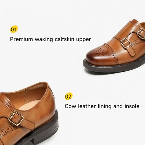 Image of BEAU TODAY Women Monk Strap Loafers Cap Toe Business Causal Loafer Shoes