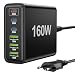 Produktbild FNITAER 160W USB ladegerät mehrfach, 6 Ports netzteil C, USB C ladegerät, Schnellladegerät 65W, Mehrfachsteckdose mit -C und -A, Adapter für Laptop, Smartphones, ipad und Kopfhörer,Schwarz