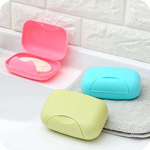8 Pcs Plastic Soap Case Holder,Soap Dish Container,4 Colors Portable Bath Soap Box With Lid For Home,Bathroom Shower,Travel,Outdoor Camping #TOP6