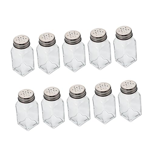 Cabilock 10 Piezas botella de vidrio transparente envase pimentero de vidrio especias botellas de vidrio pequeñas de cocina latas de condimentos cuadrado espolvorear sal salero