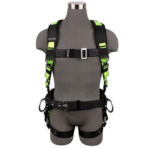 Safewaze 023-1229 PRO Construction Harness: 3D, MB Chest, TB Legs, Trauma relief, Medium