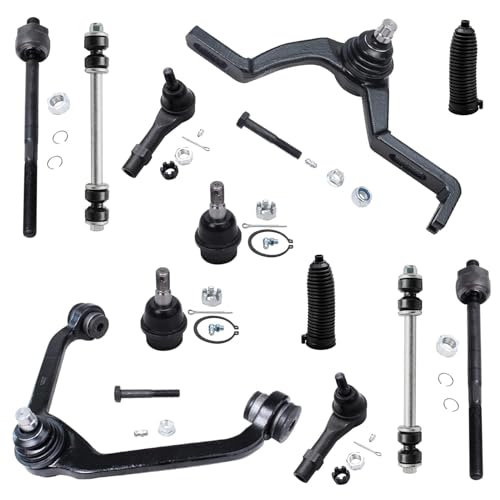 Detroit Axle - Front End 12pc Suspension Kit for Ford Explorer Ranger Mercury Mountaineer Mazda B2500 B3000 B4000, 2 Upper Control Arms 2 Lower Ball Joints 4 Tie Rods 2 Sway Bars 2 Boots Replacement