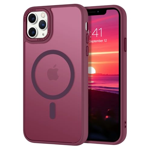 DUEDUE Fundas iPhone 11 Pro MAX 6,5", Fundas Magnética iPhone 11 Pro MAX [Compatible con mag-Safe] Ultradelgada Carga Inalámbrica Protección Grado Militar Anti-Arañazos, Ciruela