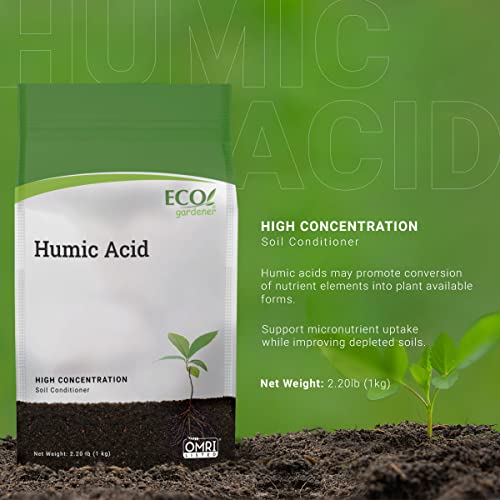 Ecogardener Powdered Humic Acid Soil Conditioner, High Concentration Organic Granular Soil Amendment #TOP4