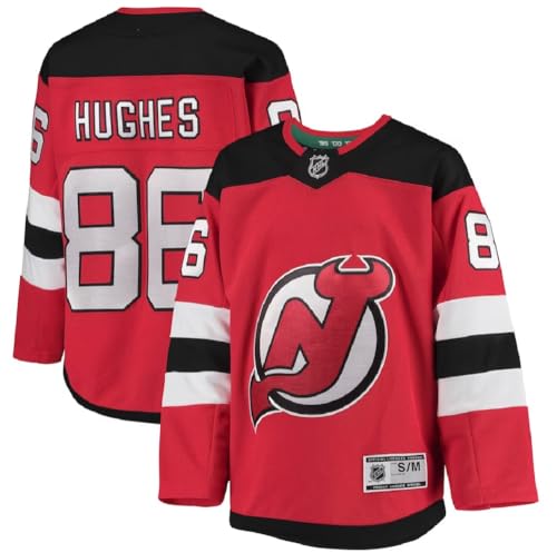 Jack Hughes #86 New Jersey Devils Youth Boys (8-20) Home Replica Jersey (US, Alpha, Large, X-Large, Regular) Red