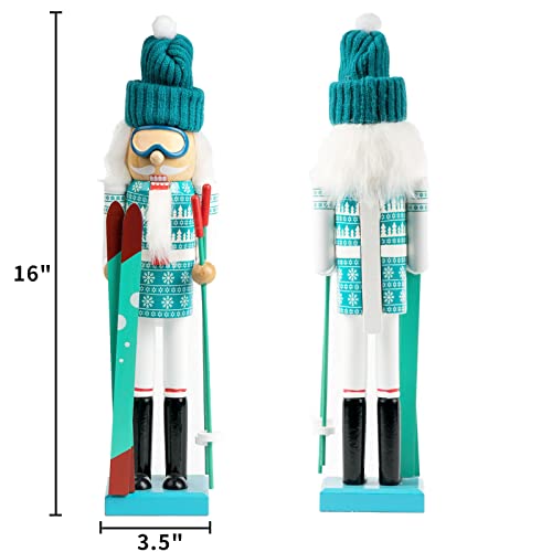 Eycfo 16 "Christmas Nutcracker Wooden Ski Figure Gift Ornament Date Board (Ski Blue) #TOP1