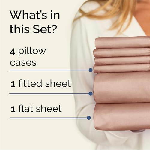 Image of Cal King 6 Piece Bed Sheet Set - Comfy, Breathable & Cooling Sheets - Mauve | Ultra-Soft Hotel Luxury Bedding Set with 8-16 Inch Deep Pockets, 1 Flat & 1 Fitted Sheet & 4 Pillowcases, Wrinkle & Fade Free