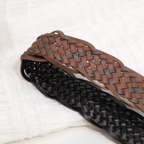 Western Boho Cowgirl Belt - Woven Leather with Metal Buckle3
