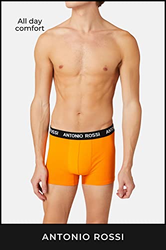 ANTONIO ROSSI (3/6 Pack) Men's Fitted Boxer Hipsters - Mens Boxers Shorts Multipack with Elastic Waistband - Cotton Rich, Comfortable Mens Underwear, Orange, Yellow, Green (3 Pack), S
