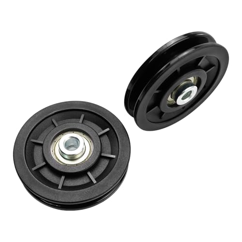 Umlenkrolle 90mm 8 Stück, Nylon Seilrolle Universallager Riemenscheibe, DIY Schwarz Ersatzteil Drahtseilrolle für Gym Fitnessgeräte Kabelmaschine