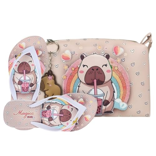 Kit Infantil Bolsa Chinelo Slim Capivara Magicc KMICH-228 (Multicolorido, 33/34)