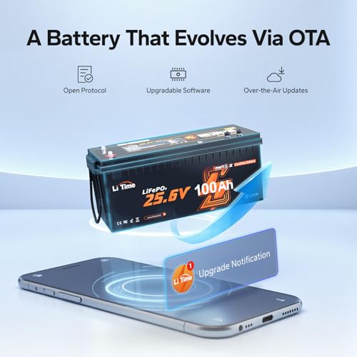 Image of LiTime 24V 100Ah LiFePO4 Battery Compatible with Victron System, CAN /RS485 Communication, Bluetooth 5.0, 4000+ Deep Cycles, Perfect for Off-Grid RVs, Home Energy Storage