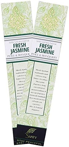 SVATV Ancient Method Jasmine Incense Stick with Pack of 2 Incense for Meditation, Yoga, Spiritual, Aromatherapy Energy Cleansing & Calm Down The Mind - 15g x 2 Incense | 30g | 1.05oz