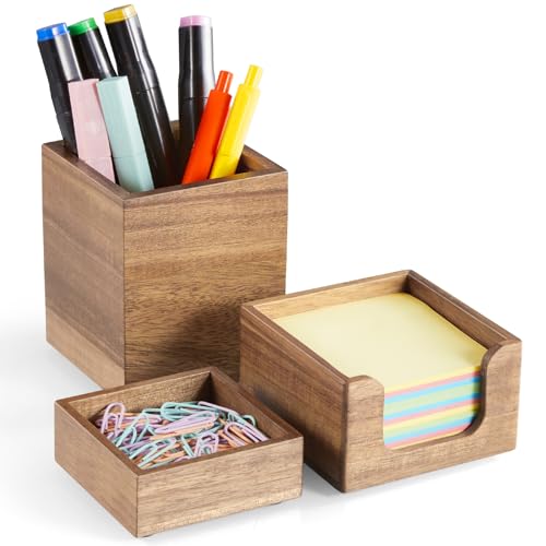 CMLKLZD Desk Organizer Set of 3 - Acacia Wood Office