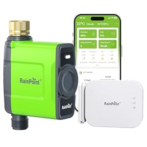 RAINPOINT WiFi Water Timer for Garden Hose, Brass Inlet WiFi Sprinkler Controller, Smart Hose Timer Valve with Ethernet Gateway, Rain Delay for Garden/Lawn (Support WiFi & Ethernet Connection)