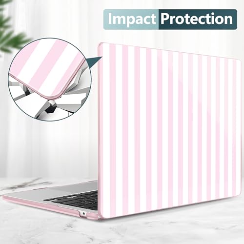DONGKE for MacBook Air 13 Inch (13.6 Inch) Case, M5/M4/M3/M2 Chip 2026 2025 2024 2023 2022, Hard Plastic Printed Cover with Screen Protector & Keyboard Cover & Dust Plugs, Pink & White Stripes by DONGKE - Used condition - Image 6