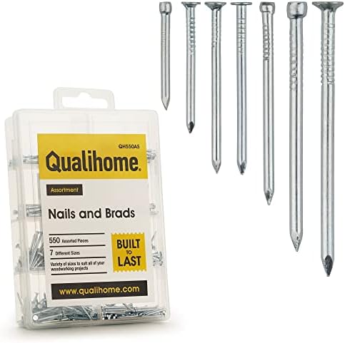 Qualihome Hardware Nail Assortment Kit, Includes Finish, Wire, Common, Brad and Picture Hanging Nails