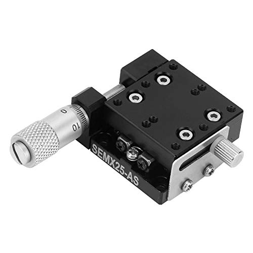 X Linear Stage, Keenso Semx25-As Micrometer Manual Precision Linear Translation Stage Displacement Trimming Bearing Sliding Table Cross Roller Guide X Axis 25X25Mm Platform #TOP3