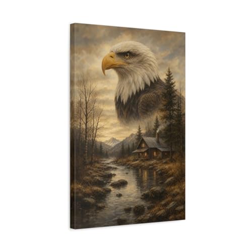 Décoration Murale Aigle Fauve Toile Canvas Animaux 40x60 Tableaux Salon Moderne