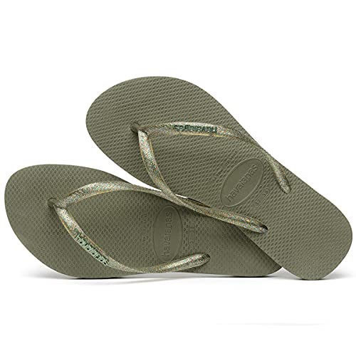Chinelo Havaianas Slim Logo Metallic Feminino, Musgo, 39/40
