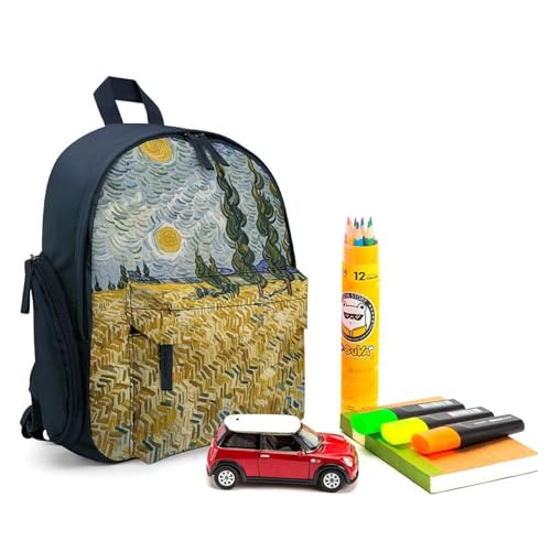 Wheat Fields And Cypress Trees Backpack for Men Women, Durable Small Bookbag Lightweight Daypack for Travel, Hiking, Blue-style3