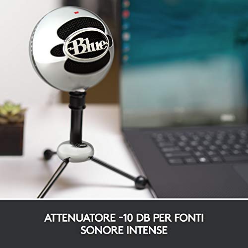 Blue Snowball Microfono USB per Registrazione, Streaming, Podcast, Gaming su PC e Mac, Mic a Condensatore con Modelli Polari Cardioide e Omnidirezionale e Design Retrò Elegante - Argento - Microfono streaming - Immagine 4