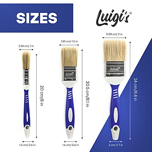 Luigi's Paint Brushes For Walls | 5X Synthetic Bristle Paint Brushes For Painting Walls, Furniture, And More | Large House Paint Brush Set For Walls | Gloss, Stain, And Paintbrush Pack #TOP1