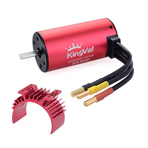 Kingval Replacement 3670 2650Kv Waterproof Brushless Motor Shaft 5Mm With Heat Sink Compatible With 1/8 1/10 Rc Car #TOP27