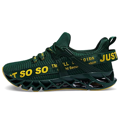 Jsleap Men Running Shoes Walking Athletic For Men Casual Slip Fashion Sports Outdoor Shoes Dark Green,Us 6.5 #TOP2