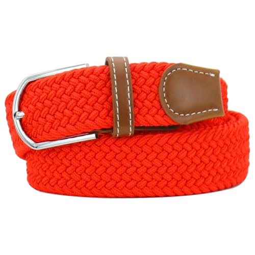 Huyfhksd Multicolored Elastic Woven Belts Casual Braided Stretch Belt for Men and Women, S, Red
