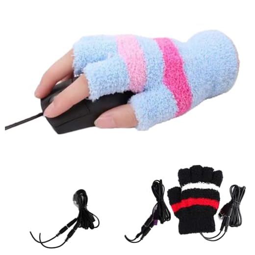 HoFire USB Heating Winter Gloves Women Hand Warm Gloves USB Heater Fingerless Warmer Mitten Gloves (Blue)