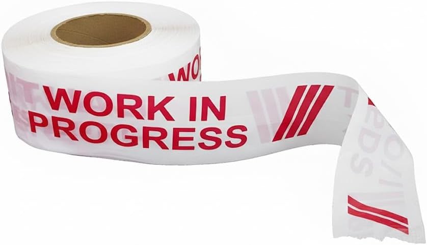 Caution/Work in Progress/Danger Barricade Tape 3 Inches (300 Mtr Roll), Printed Barrier Warning Tapes, White Tape with Bold RED Text, Maximum Visibility