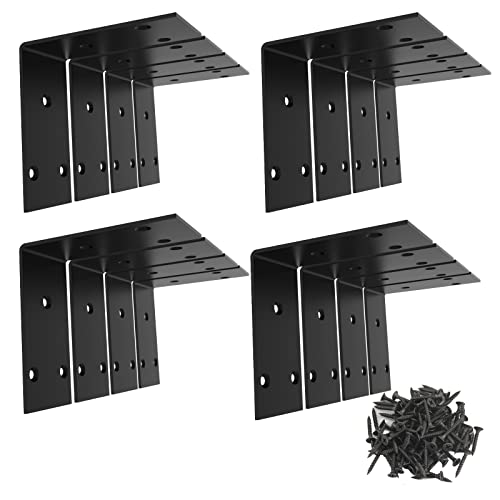 Black Stainless Steel Shelf Bracket,Joint Right Angle Bracket,L Shape Heavy Duty Metal Corner Brace Shelf Supporter for Wood Aufuga (16, 3.4x3.4x2) by Aufuga - Used condition - US$23.62