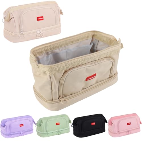 MHwan Estuche Escolar 3 Compartimentos, Gran Capacidad, Resistente al Desgaste y Ligero, Estuche Adecuado para Adultos, Niños, Niñas, Escuela Primaria, Universidad