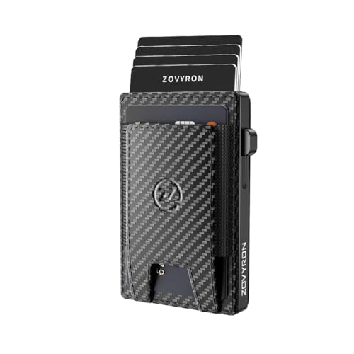 Wallet for Men, 2 In 1 Slim Pop Up Card Holder,RFID Blocking Minimalist Smart Magnetic Wallet for iphone 15/14/13 Pro/ProMax (Carbon Fiber Black)