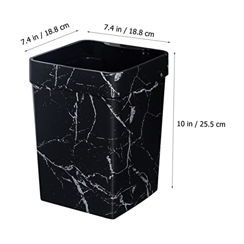 Image of Marble Trash Can Bathroom Trash Can Garbage Can Farmhouse Trash Square Waste Bin Trash Basket Black Bins Counter Trash Can Trash Bin Plastic Container Office Outdoor, 25.5X18.8CM