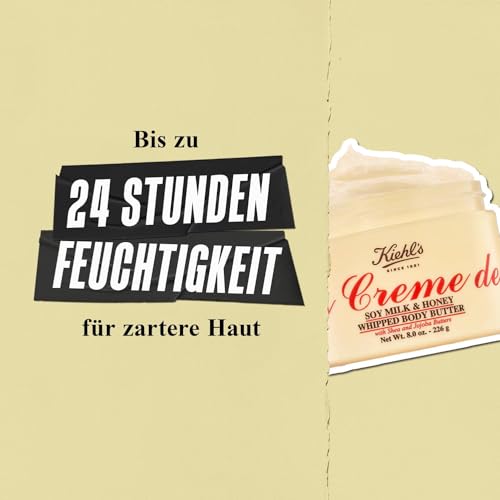 KIEHL’S Creme de Corps Whipped Body Butter, 226 g, reichhaltige Körperbutter, 24 h feuchtigkeitsspendend, Feuchtigkeitspflege für trockene Haut