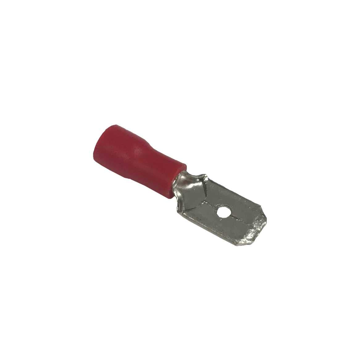 Quick Connect Terminals, Male, PVC Insulated, 16-22 AWG Gauge Wire, Tin-Plated Brass, Red, 10 Pcs