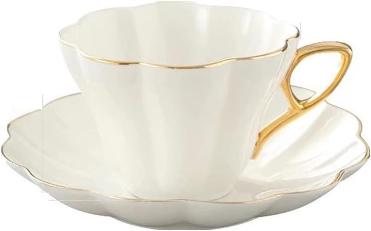 Ceramic Flower Bone China Coffee Cup With Saucer Set White Porcelain Phnom Penh Office Teacup Home Cafe