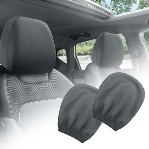 2PCS Car Headrest Cover,Stretchy Fabric Car Seat Headrest Cover for Protect & Avoid Scratches,Removable Head Rest Covers for Car Seat Suitable for Most Car Headrest Accessories (Dark Gray)