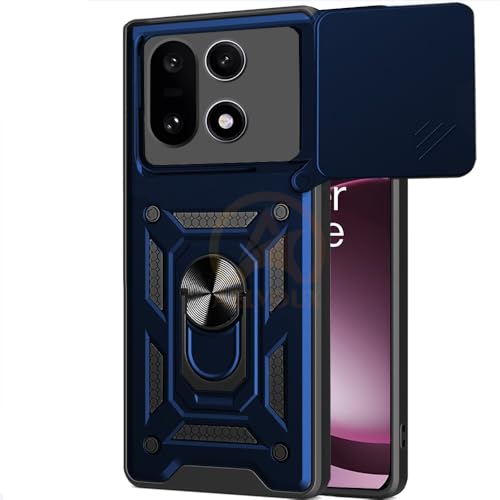 Image of Armor Bumper Back Cover Case for OnePlus 15 5G Rotating Camera Cover, Ring Holder & Kickstand | Heavy Duty & 360 Degree Protection OnePlus 15 5G Back Cover (Blue)