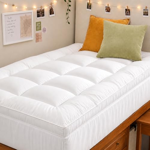 YUGYVOB Mattress Pad Extra Thick, Cooling, and Breathable Twin Mattress Topper 8-21" Deep Pocket Soft Down Alternative Fill