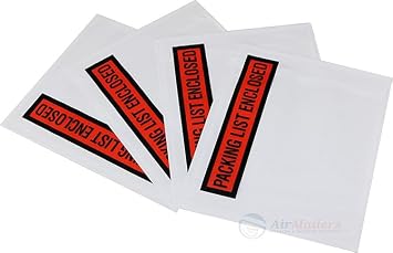 Packing List Enclosed Pouches 7.5" x 5.5" Clear Adhesive Envelope Bag with Printing for Invoice Packing Slip Label Protectors, Mailing & Shipping Supplies 1,000