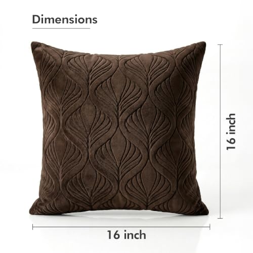 Image of Yellow Weaves Jacquard Cushion Covers | Sofa Cushion Covers | Throw Pillow Cover for Sofa, Couch, Living Room| Removable & Washable | 16x16 Inches, Set of 3 (Coffee Brown)