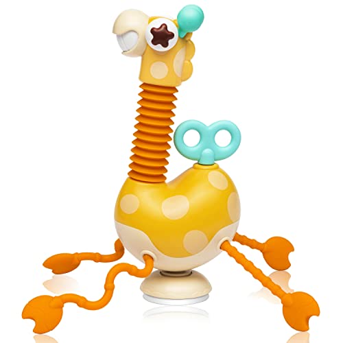 farout! Baby Spielzeug, Saugnapf Spielzeug Baby,Montessori Spielzeug ab 6 Monate Giraffe, BPA-frei Silikon,Spielzeug ab 1 Jahr Mädchen&Jungen.