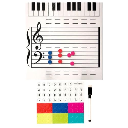 Pizarra blanca para personal de música, pizarra de lectura de notas musicales, ampliamente aplicable, pizarra de lectura de notas de borrado en seco de dos caras, herramienta de aprendizaje útil para